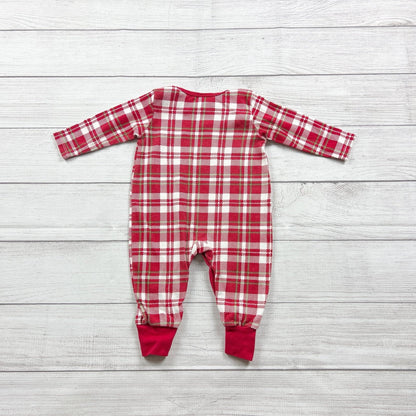 Tesa Babe Red Plaid Christmas Baby Pajamas Long Sleeve Romper 12-18 Months