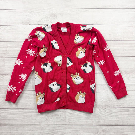 Squishmallows Kids Cardigan Red Holiday Button Up Sweater XL