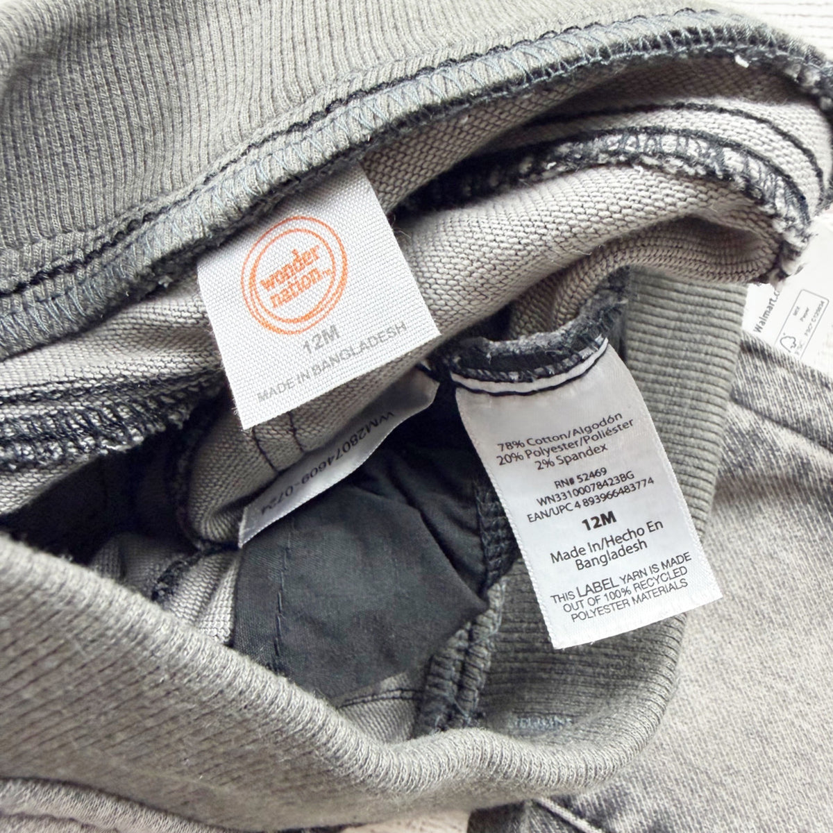 Wonder Nation Baby Pull On Jean Joggers Gray Faux Denim NWT 9-12 Months