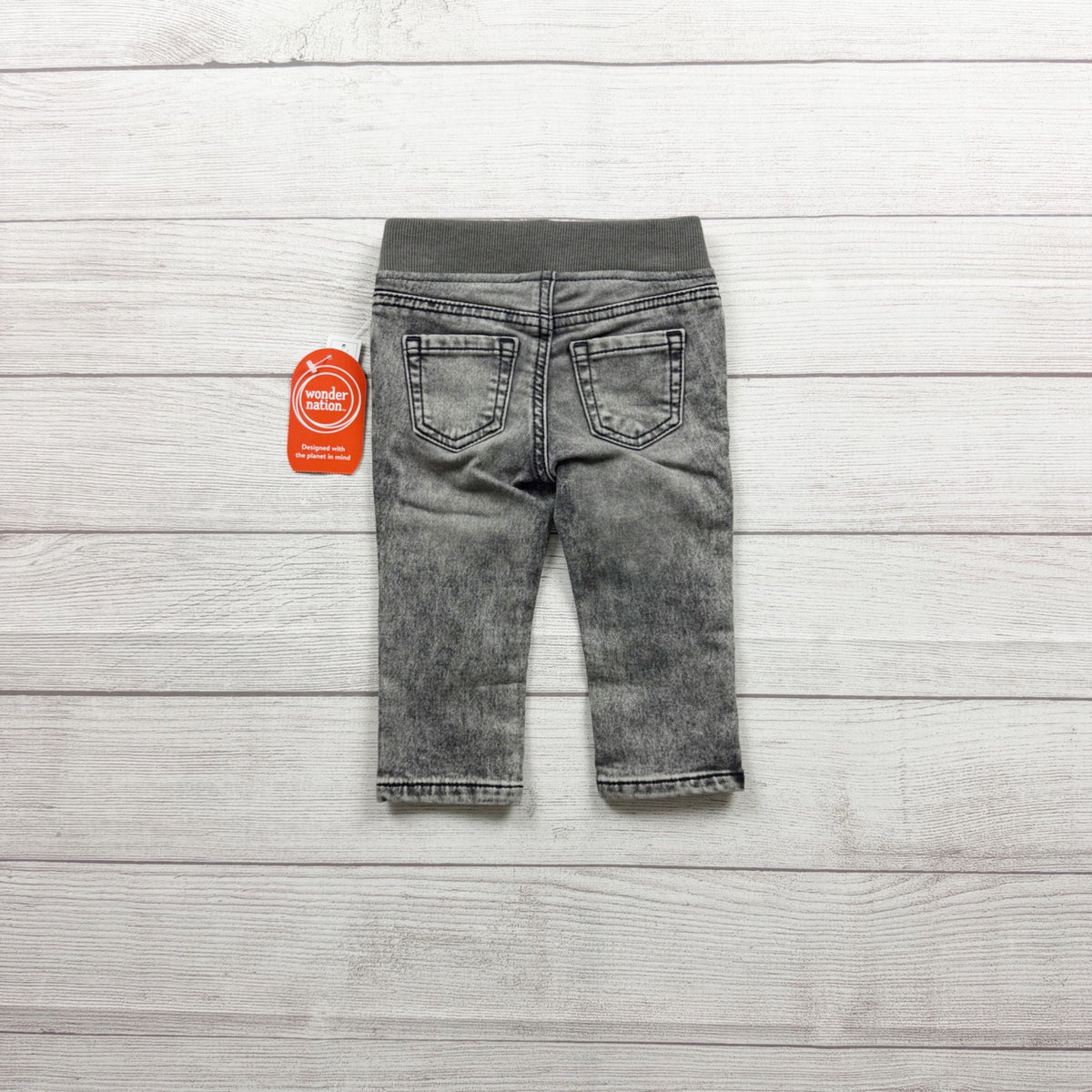 Wonder Nation Baby Pull On Jean Joggers Gray Faux Denim NWT 9-12 Months