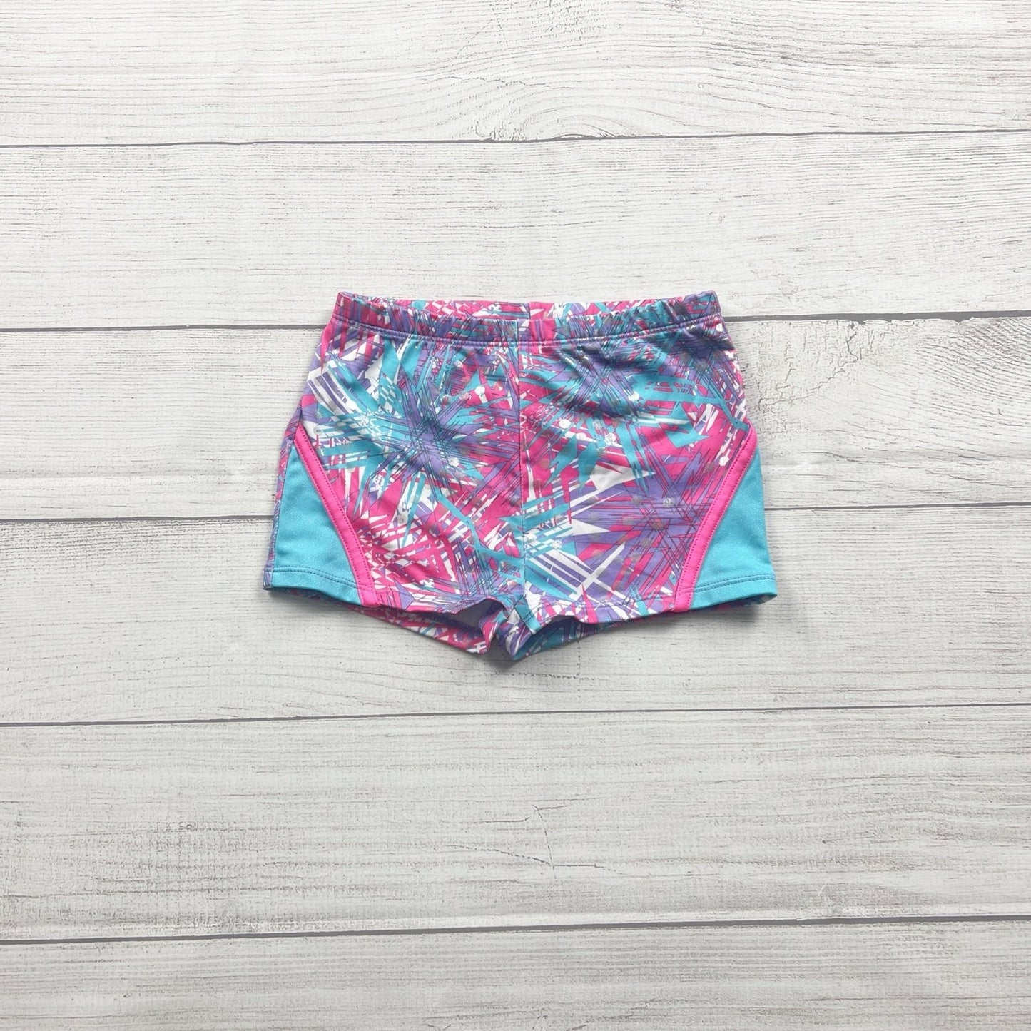 Freestyle Danskin Girls Shorts Pink Blue Geometric Athletic Dance Shorts 6-6X