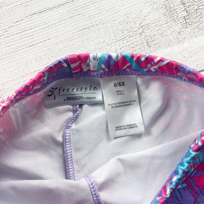 Freestyle Danskin Girls Shorts Pink Blue Geometric Athletic Dance Shorts 6-6X