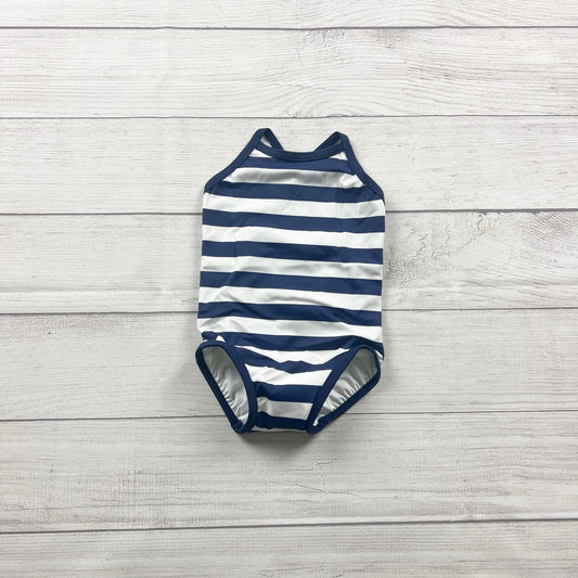 Hanna Andersson Toddler Girl One Piece Swimsuit Blue Striped NEW 18-24 Months