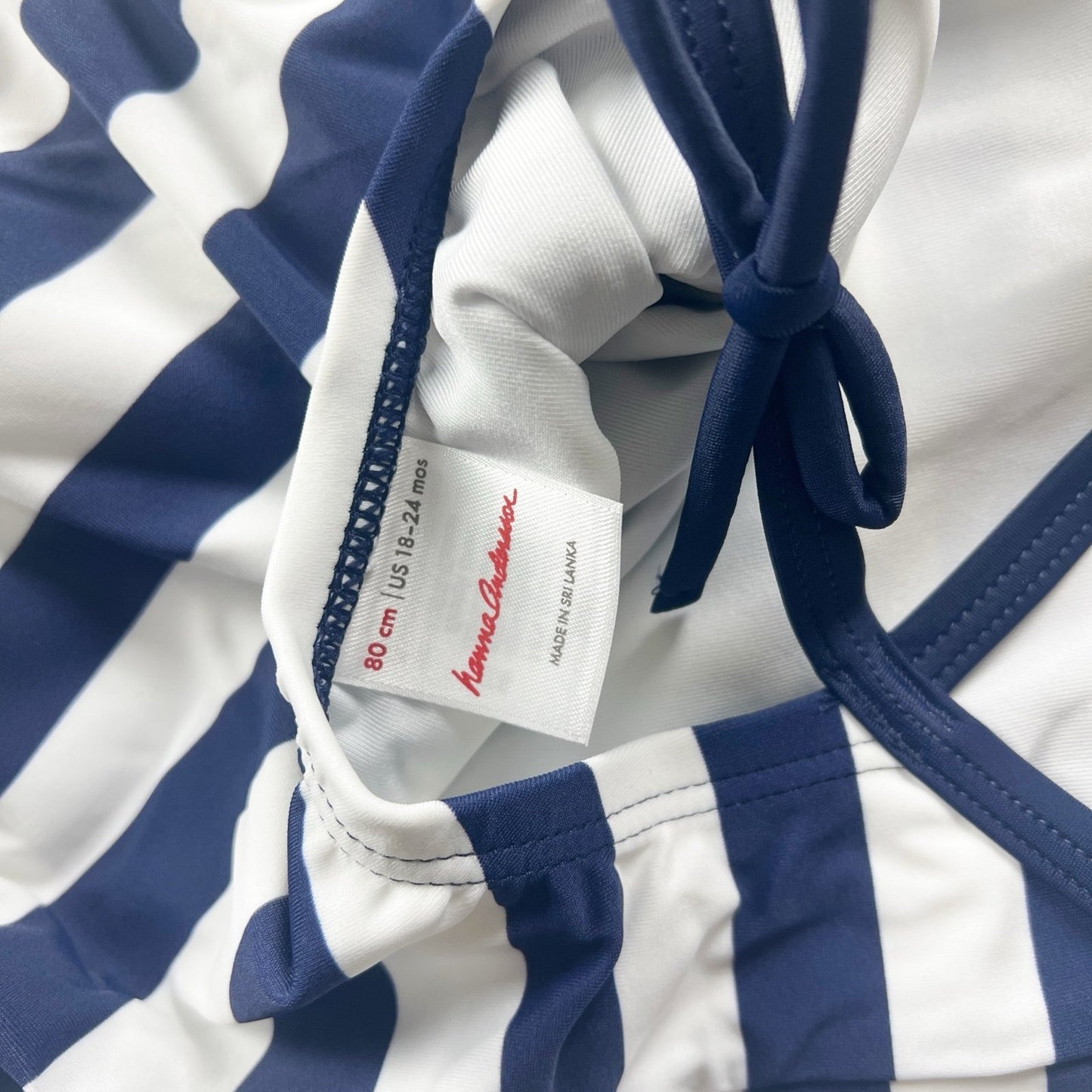 Hanna Andersson Toddler Girl One Piece Swimsuit Blue Striped NEW 18-24 Months