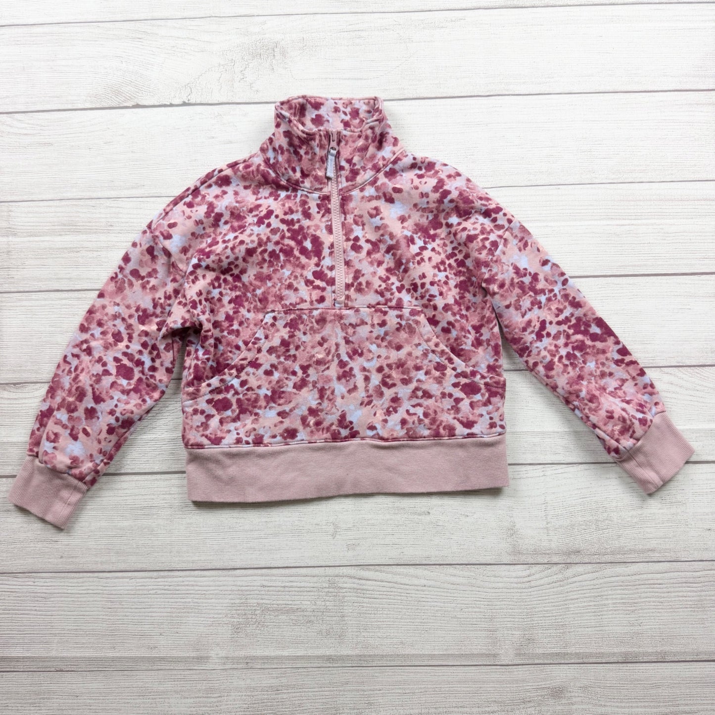 Carter's Girls Pink Patterned Quarter Zip Fleece Pullover Lightweight Sweater 10