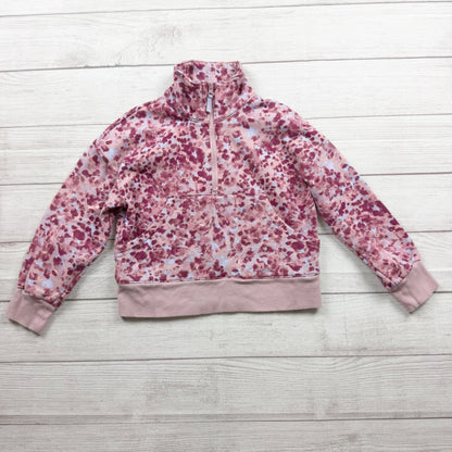 Carter's Girls Pink Patterned Quarter Zip Fleece Pullover Lightweight Sweater 10