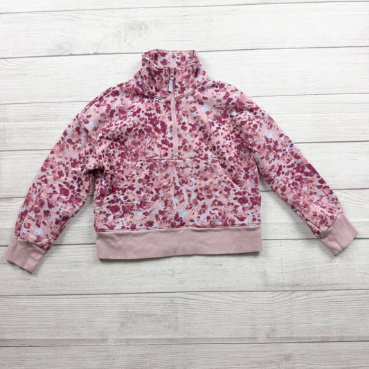 Carter's Girls Pink Patterned Quarter Zip Fleece Pullover Lightweight Sweater 10
