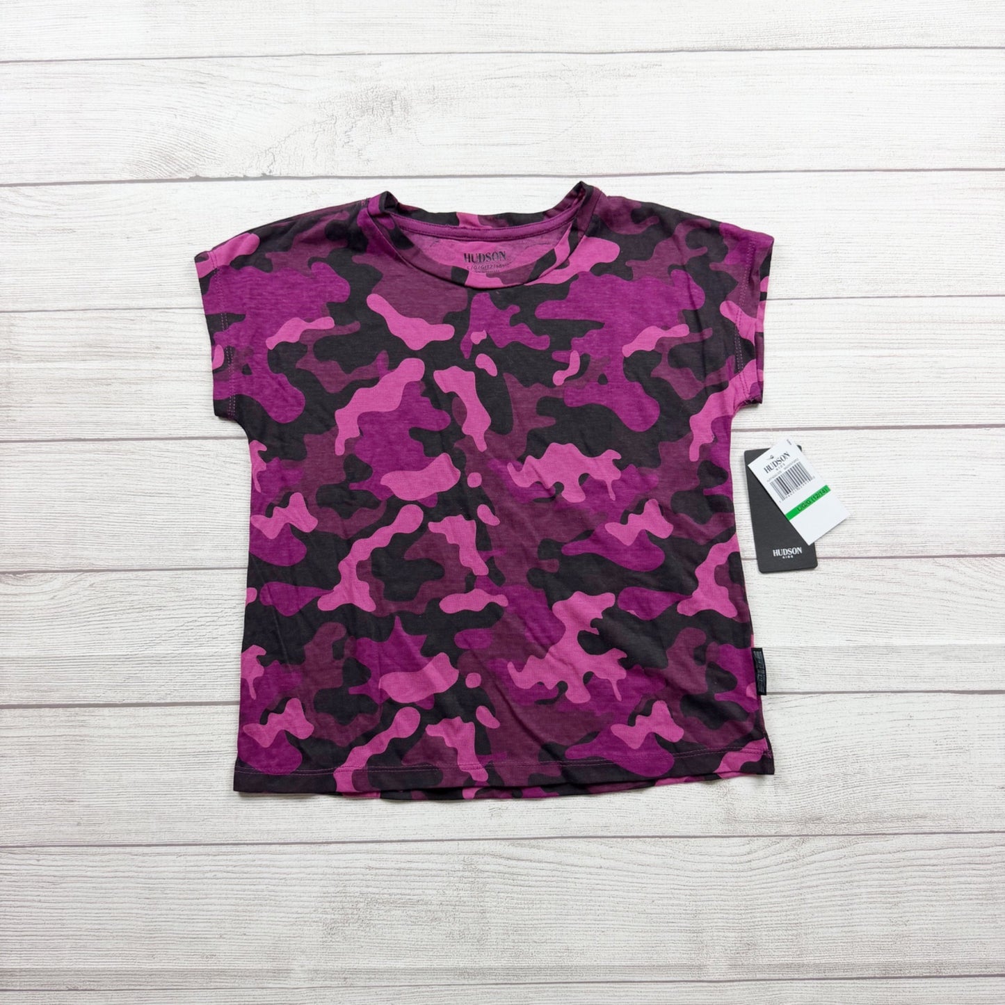 Hudson Girls Pink Camo Crewneck Graphic Tee Cotton Blend NWT L 12-14