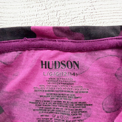 Hudson Girls Pink Camo Crewneck Graphic Tee Cotton Blend NWT L 12-14