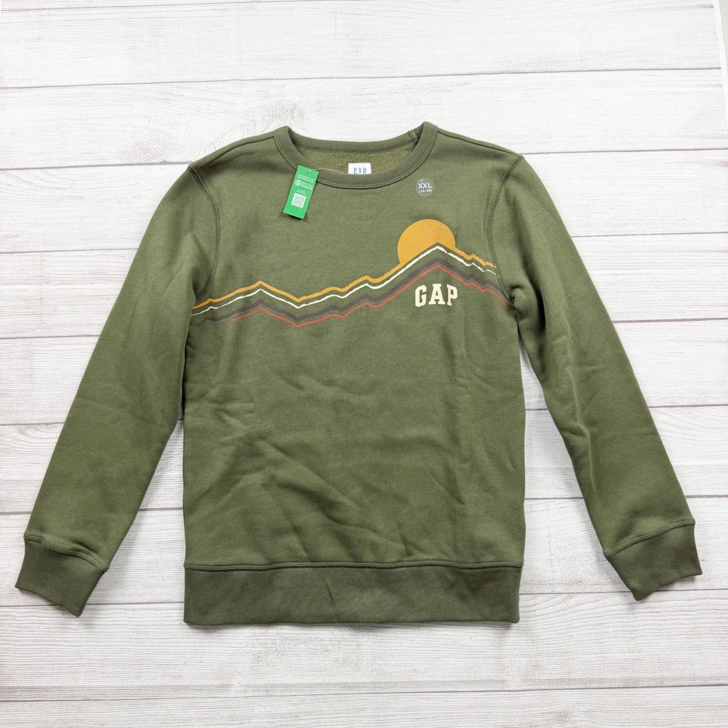 GAP Kids Sweatshirt Crewneck Fleece Pullover Mountain Graphic Top NWT 14-16