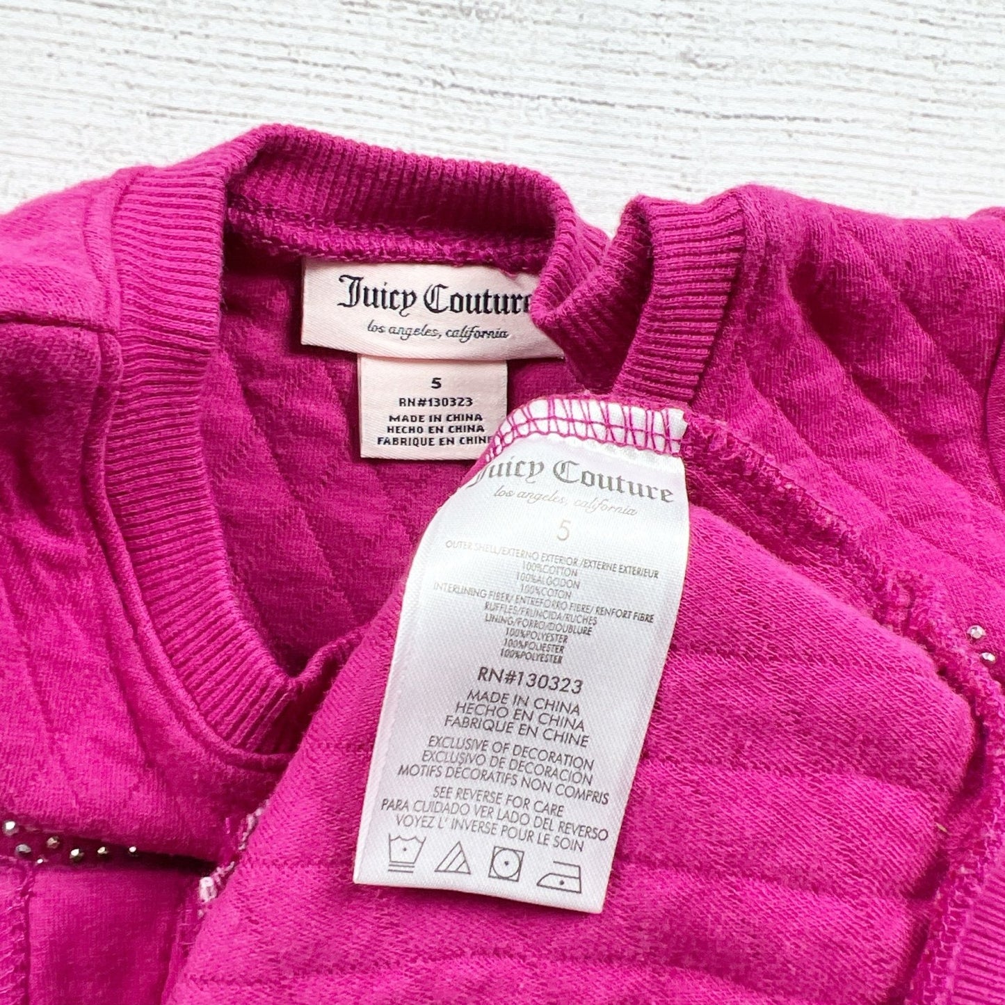 Juicy Couture Quilted Sweatshirt Girls “Juicy” Rhinestone Logo Pullover Top 5