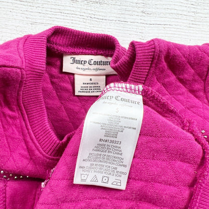 Juicy Couture Quilted Sweatshirt Girls “Juicy” Rhinestone Logo Pullover Top 5