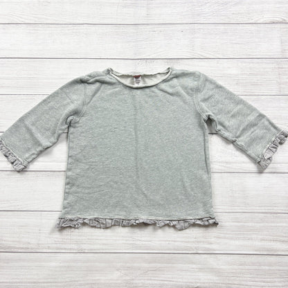 Tea Collection Girls Gray Ruffled Hem Long Sleeve Top XL  12