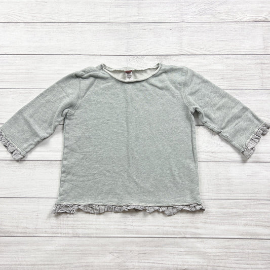 Tea Collection Girls Gray Ruffled Hem Long Sleeve Top XL  12