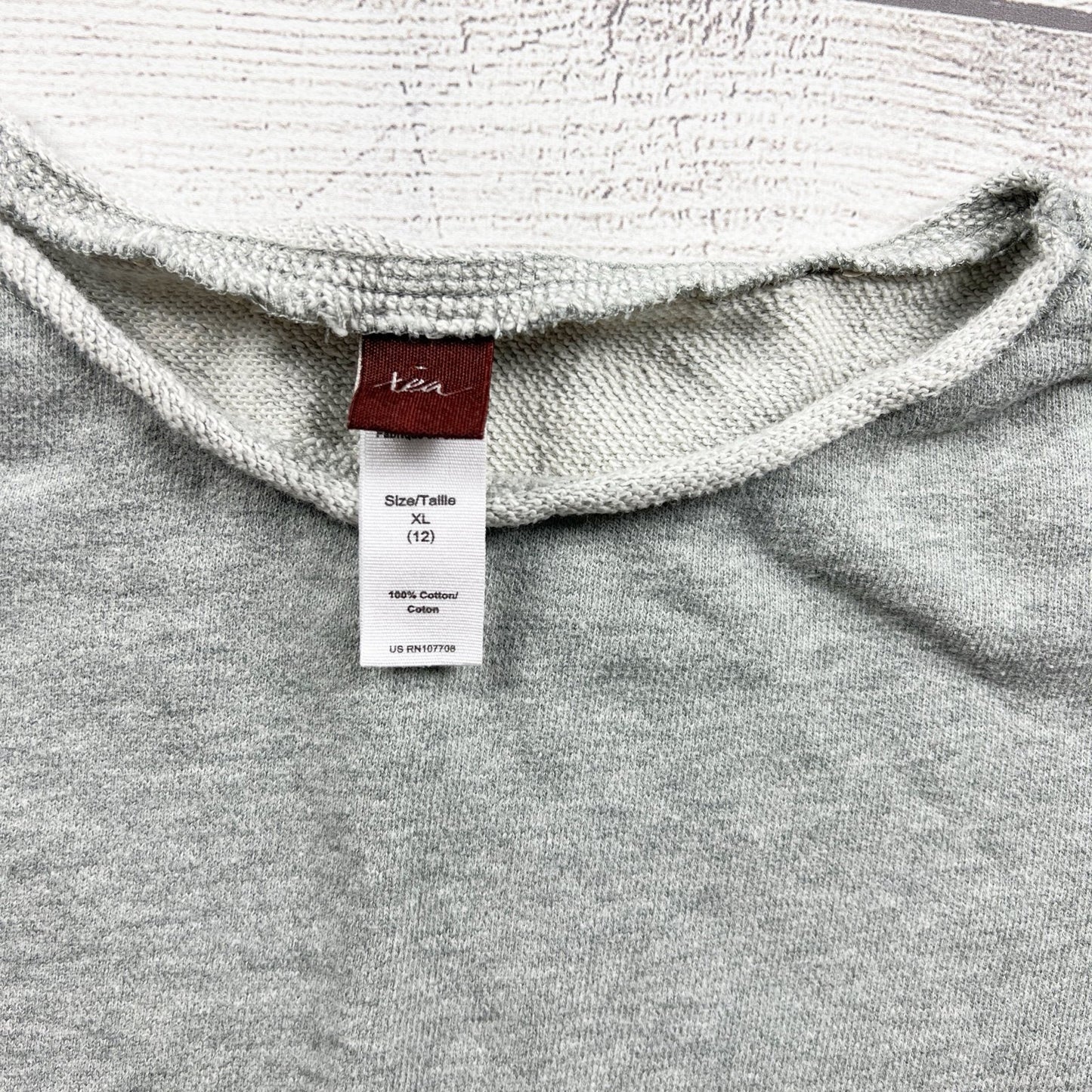Tea Collection Girls Gray Ruffled Hem Long Sleeve Top XL  12