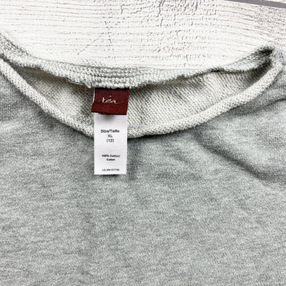 Tea Collection Girls Gray Ruffled Hem Long Sleeve Top XL  12
