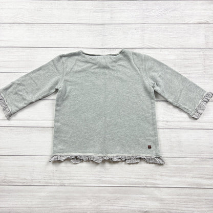 Tea Collection Girls Gray Ruffled Hem Long Sleeve Top XL  12