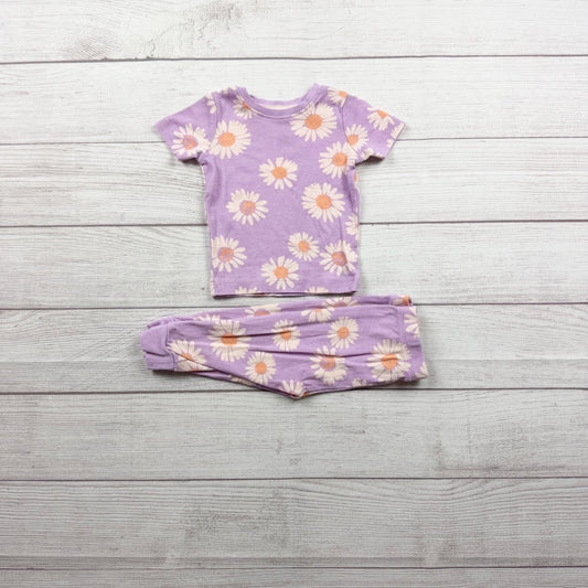 George Baby Purple Daisy Print Pajama Set Lightweight Sleepwear 6-12 Months