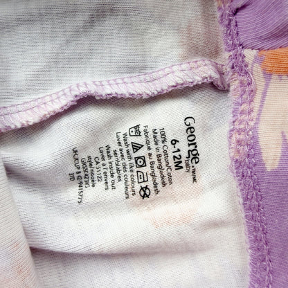 George Baby Purple Daisy Print Pajama Set Lightweight Sleepwear 6-12 Months