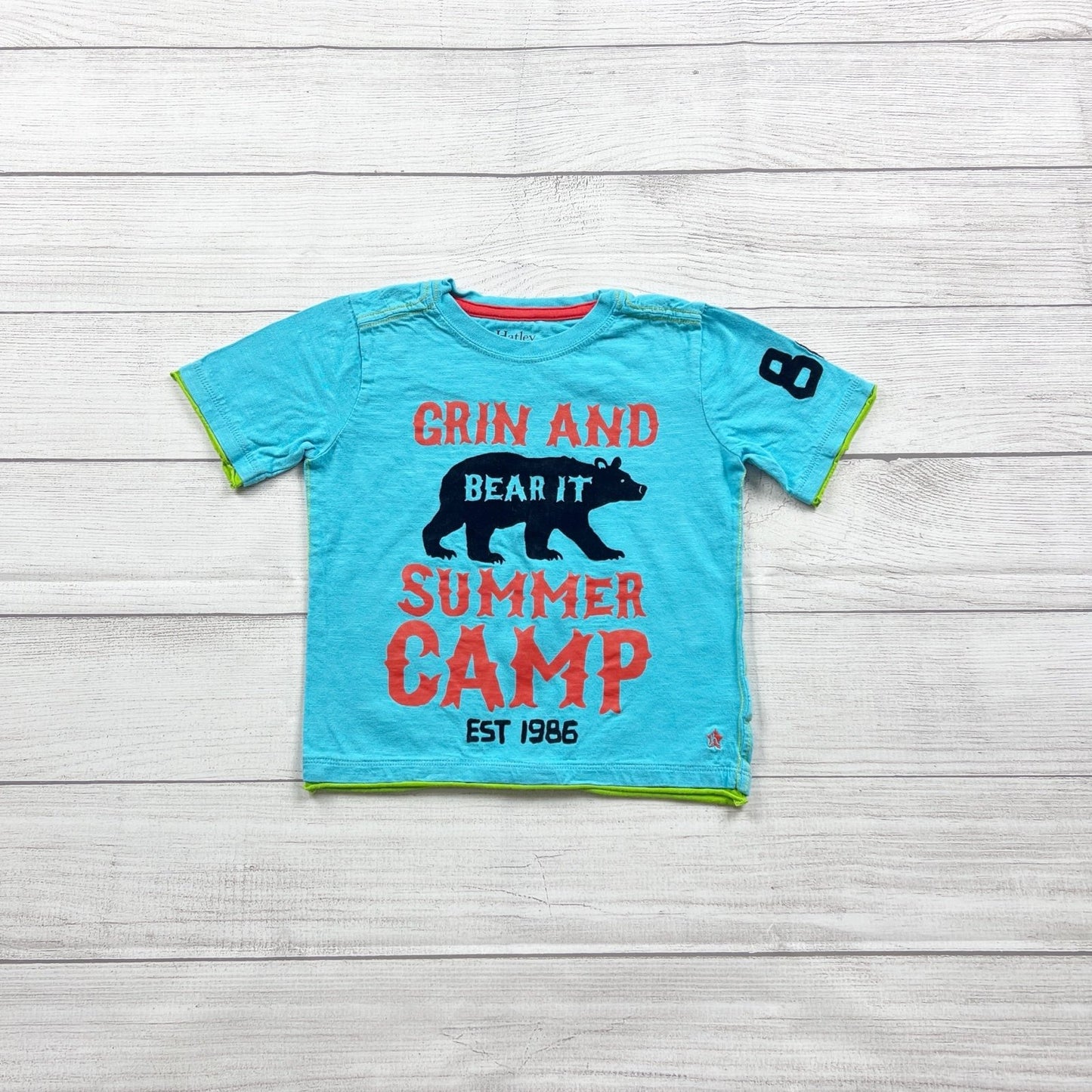 Hatley Grin And Bear It Summer Camp Graphic Tee Short Sleeve Blue 2T