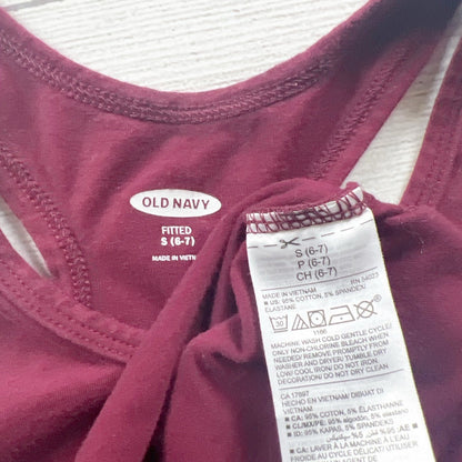 Old Navy Girls Tank Top Burgundy Be Kind Graphic Racerback 6-7