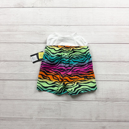 Art Class Kids Swim Trunks Neon Zebra Print Elastic Waist Drawstring NWT XS 4-5