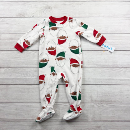 Carter’s Baby Fleece Footed Pajamas Santa Print Zip Up Sleeper NWT 12 Months
