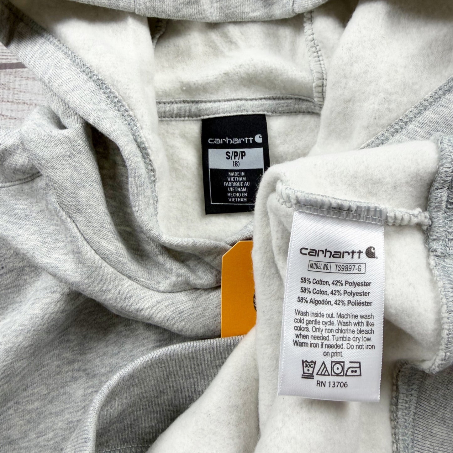 Carhartt Kids Hoodie Gray Fleece Pullover Sweatshirt with Logo NWT S 8