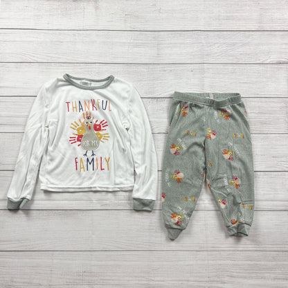 Modern Kids "Thankful For My Family" Toddler Pajamas Set Turkey Print 2T