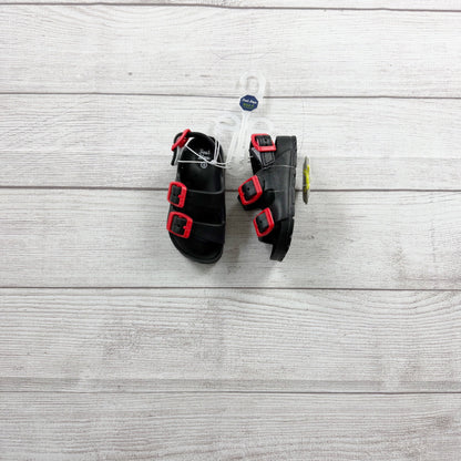 First Steps Toddler Sandals Black Fisherman Sandals Red Buckles NWT 4