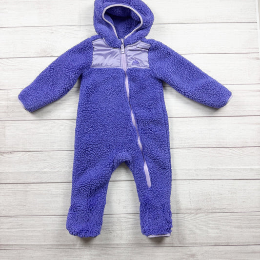 Snozu Toddler Fleece Bunting Suit Purple Hooded Full Zip Outerwear 12-18 Months