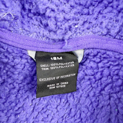 Snozu Toddler Fleece Bunting Suit Purple Hooded Full Zip Outerwear 12-18 Months