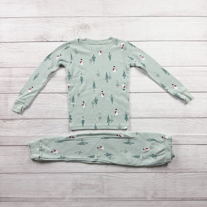 Carter’s Holiday Christmas Snowman and Tree Print Waffle Pajamas 5T