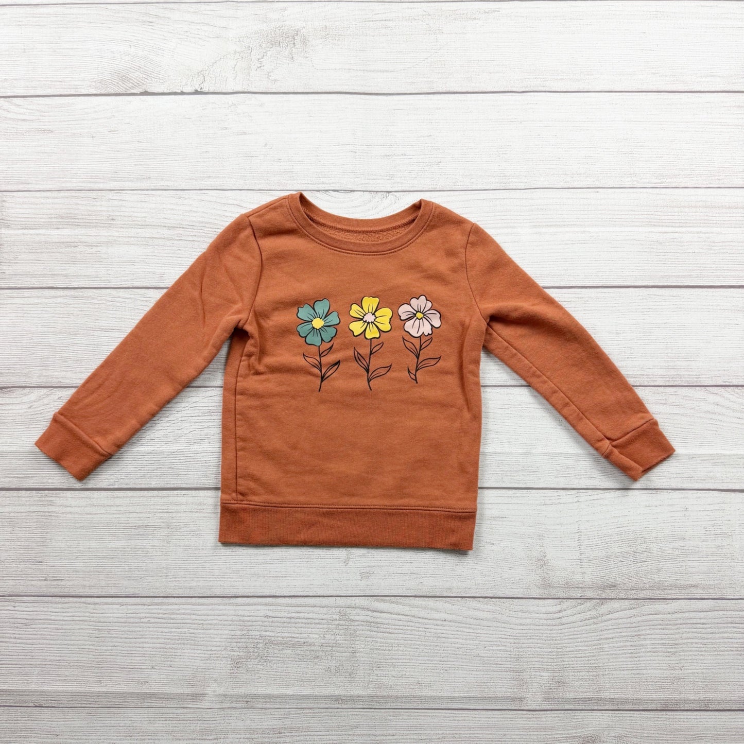 Garanimals Toddler Sweatshirt Fleece Crewneck Pullover Flower Graphic 3T