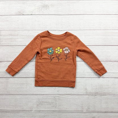 Garanimals Toddler Sweatshirt Fleece Crewneck Pullover Flower Graphic 3T