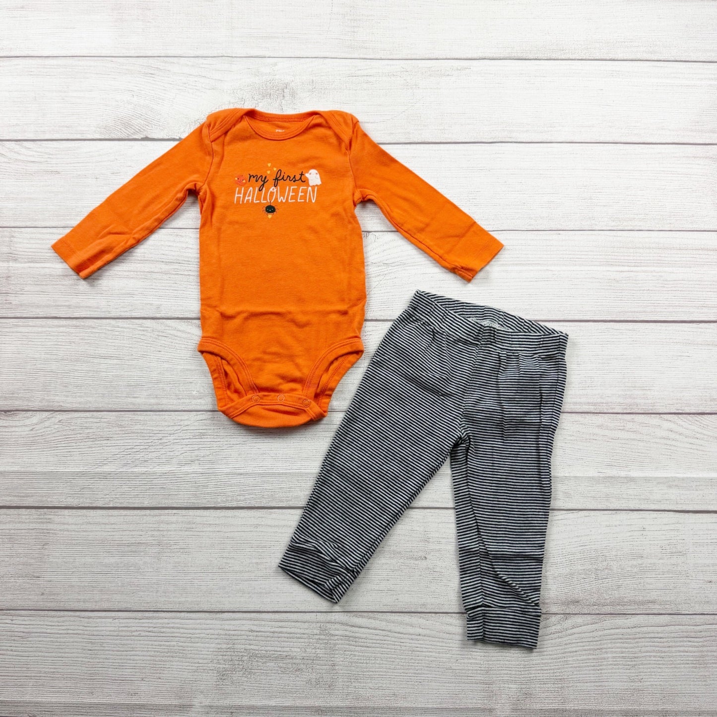 Carter’s My First Halloween Bodysuit Pants Set Pumpkin Appliqué 9-12 Months