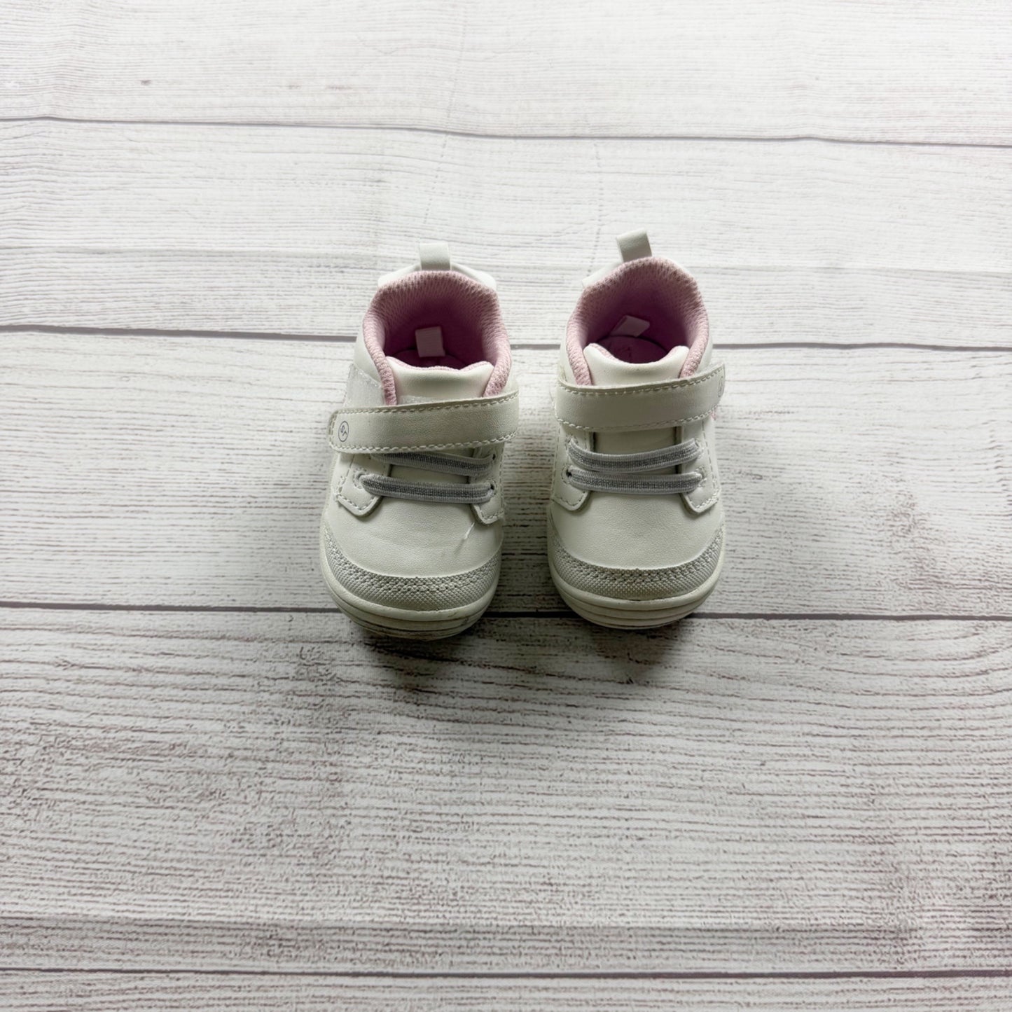 Stride Rite Baby Girls White Pink Floral First Walker Shoes Hook Loop 3