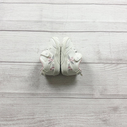 Stride Rite Baby Girls White Pink Floral First Walker Shoes Hook Loop 3
