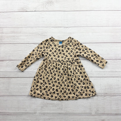 Old Navy Baby Girls Leopard Print Long Sleeve Dress 12-18 Months