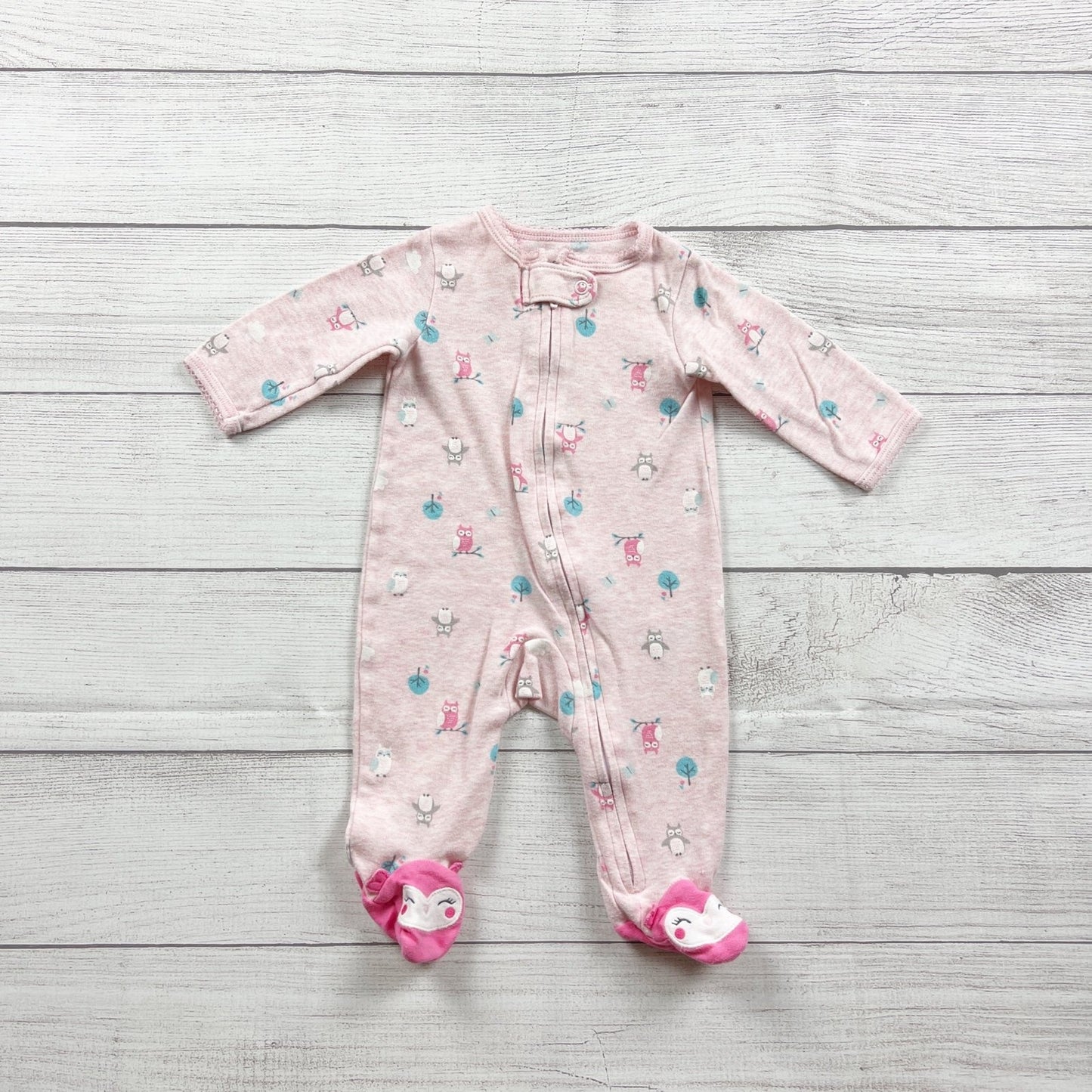 Carter's Baby Girl Pink Owl Footed Sleeper Pajamas 0-3 Months
