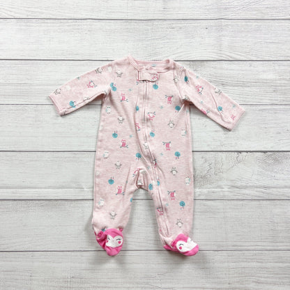 Carter's Baby Girl Pink Owl Footed Sleeper Pajamas 0-3 Months