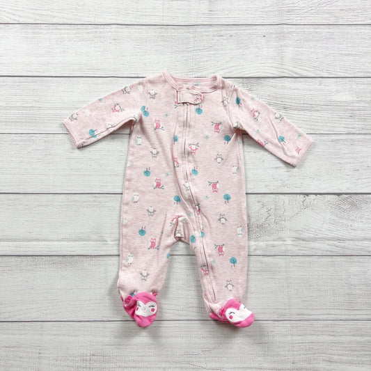 Carter's Baby Girl Pink Owl Footed Sleeper Pajamas 0-3 Months