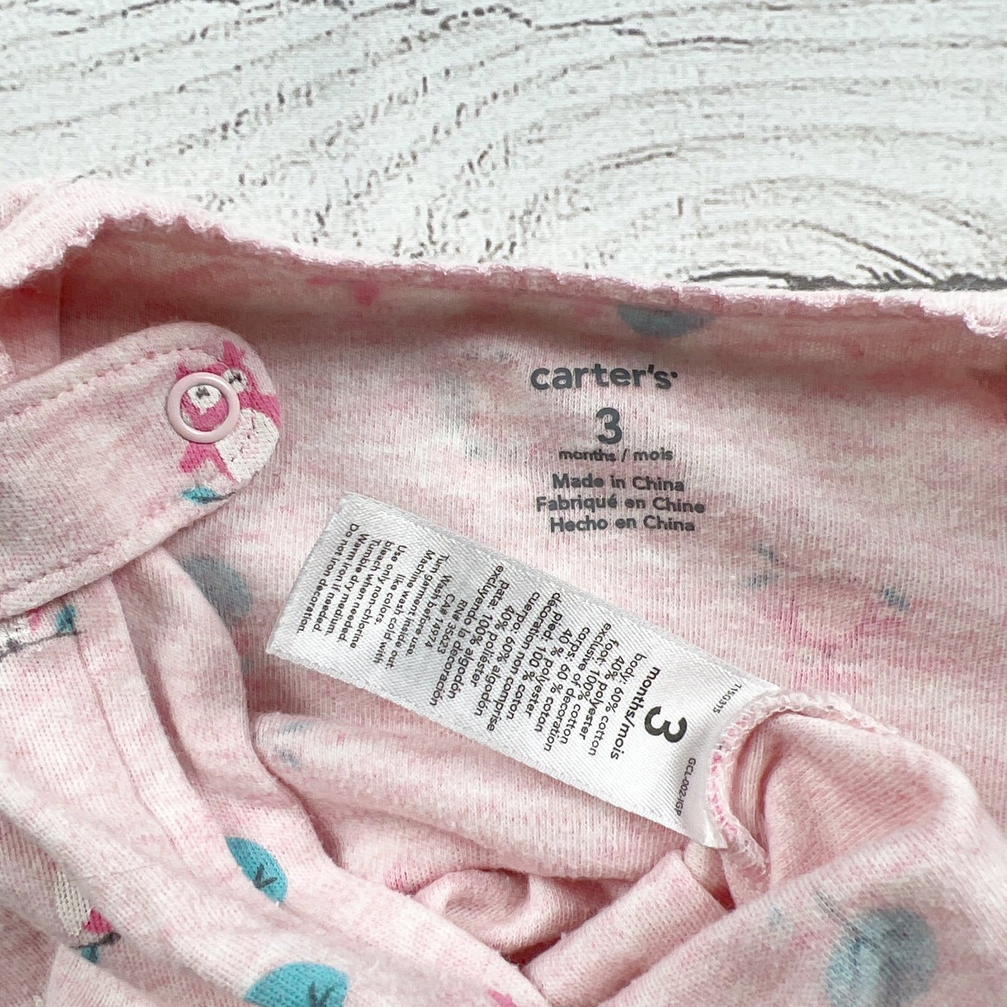 Carter's Baby Girl Pink Owl Footed Sleeper Pajamas 0-3 Months