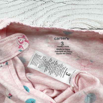 Carter's Baby Girl Pink Owl Footed Sleeper Pajamas 0-3 Months