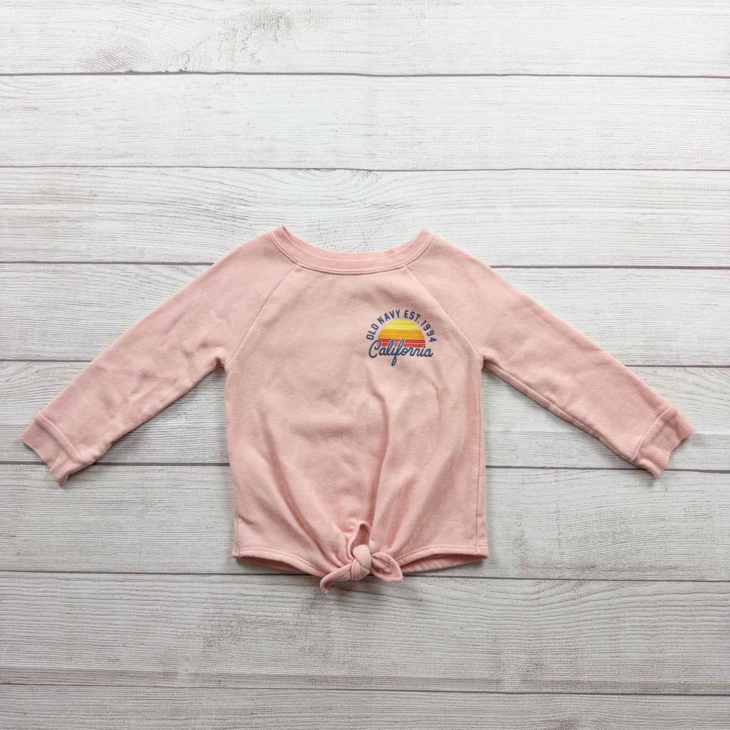 Old Navy California Graphic Toddler Long Sleeve Tie Front Pink Top 2T