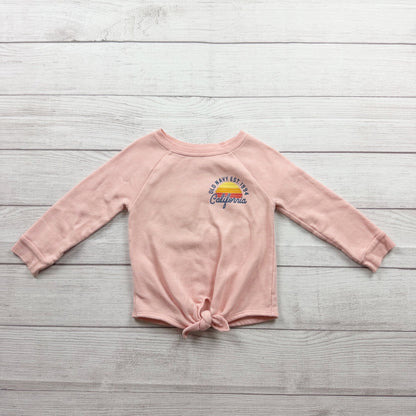 Old Navy California Graphic Toddler Long Sleeve Tie Front Pink Top 2T