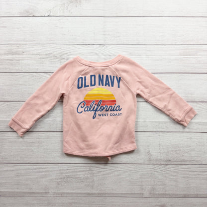 Old Navy California Graphic Toddler Long Sleeve Tie Front Pink Top 2T