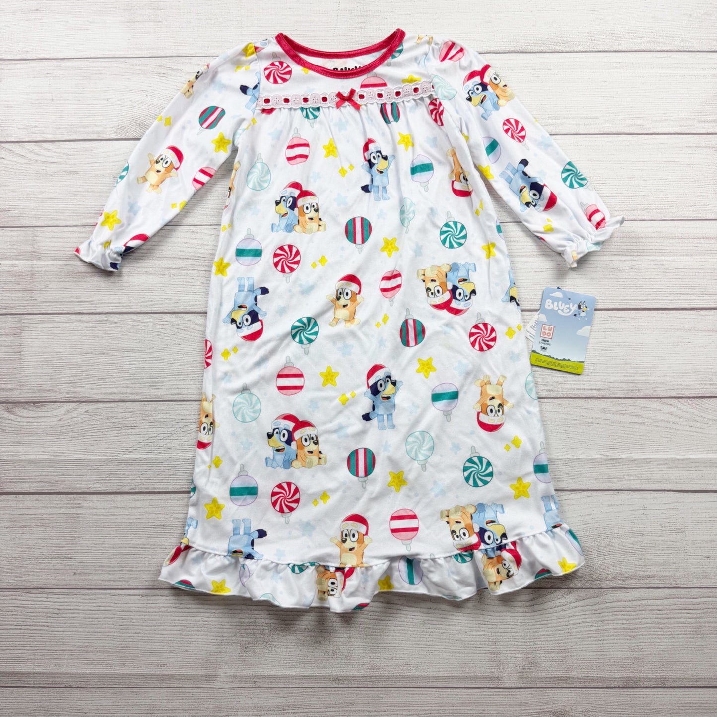 Bluey Christmas Girls Nightgown Holiday Granny Pajamas NWT 4T