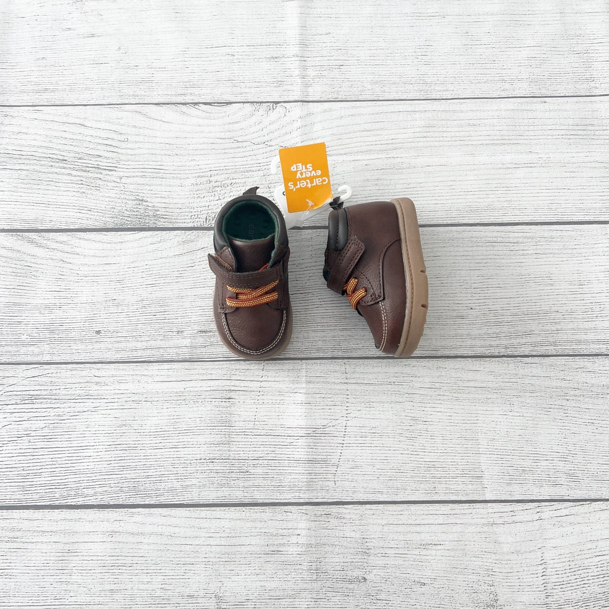 Carter's Every Step Brown Leather Baby Shoes Durable Soles NWT 3