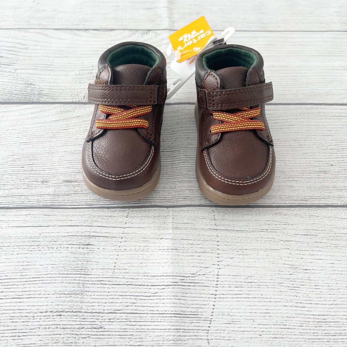 Carter's Every Step Brown Leather Baby Shoes Durable Soles NWT 3